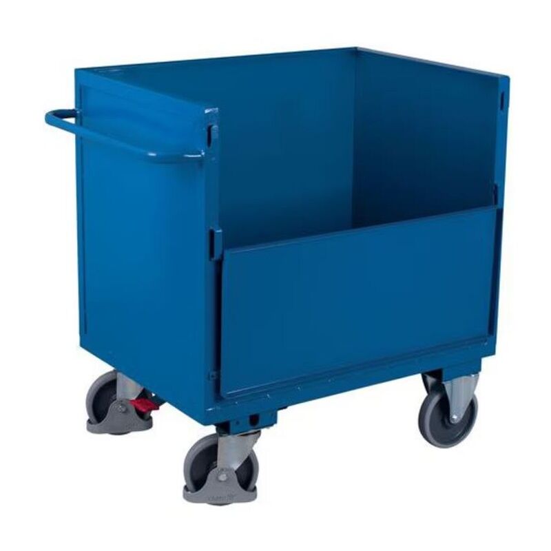 Jamais utilise] Chariot Caisse de Manutention Acier Variofit 1 Paroi 1/2 Rabattable 4 Roues Charge 500kg - SW-700.414