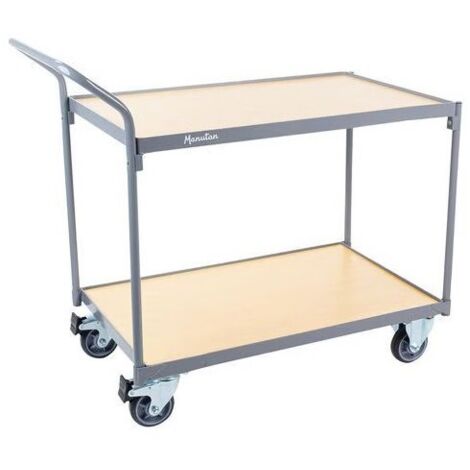 [JAMAIS UTILISE] Chariot Desserte Mobile avec 2 Plateaux en Bois Charge 250kg - A150583
