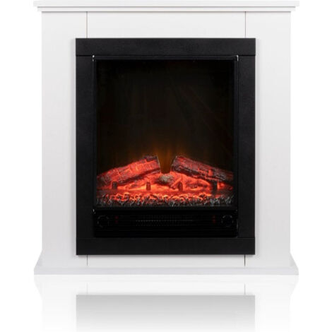 [JAMAIS UTILISE] Classic Fire Cheminée d'ambiance électrique Lugano - Cheminée avec foyer - Flammes LED - 1800W - Blanc