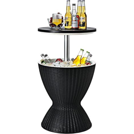 [JAMAIS UTILISE] Coast Coast Table d'appoint multifonction avec glacière - 3-en-1 - 30L - Hauteur réglable - Φ48.5 cm x 57.5 cm - Noir