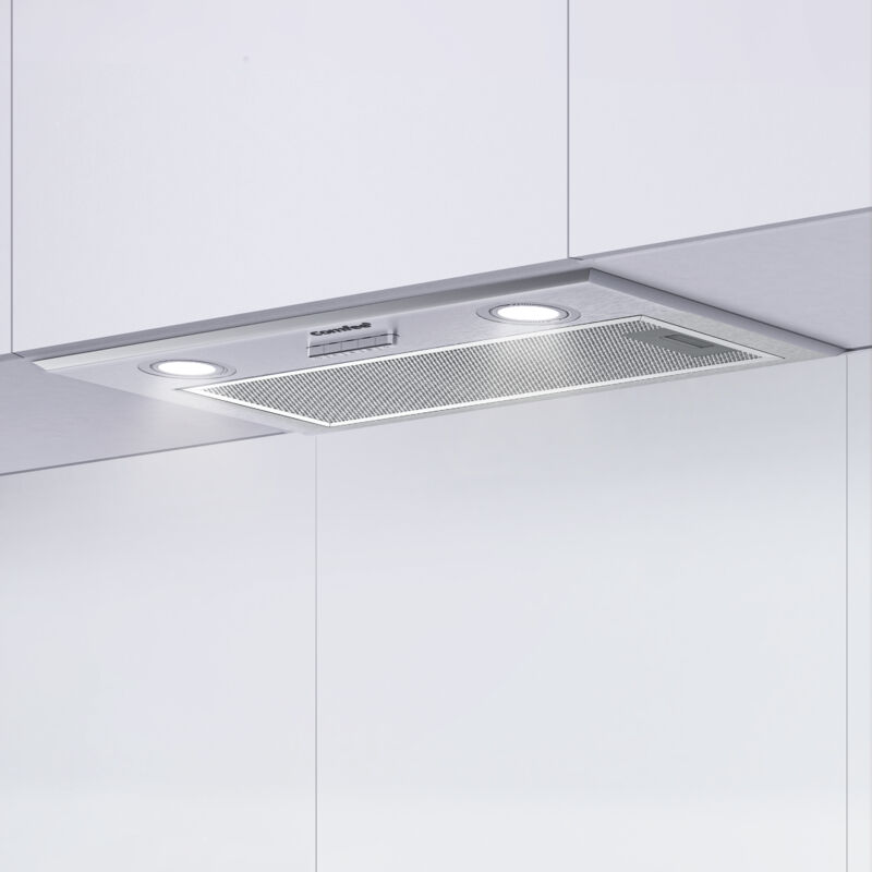 Comfee - jamais utilisé] Hotte Aspirante Encastrable Visière 52cm 440m³/h debit de l'air-3 Vitesses-Recyclage ou Évacuation-2 led Lampes -En Inox