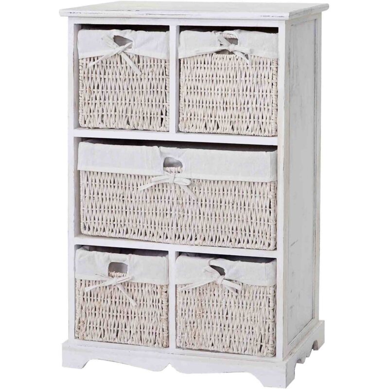 [JAMAIS UTILISÉ] Commode Dundee, armoire à tiroirs, style shabby, vintage 90x60x30cm, blanc