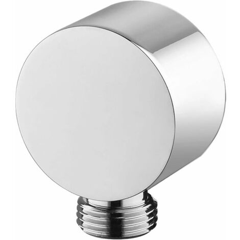 [JAMAIS UTILISÉ] Coude d'eau de douche, coude d'eau rond, vanne d'angle à montage mural, chrome poli-laiton massif (argent)