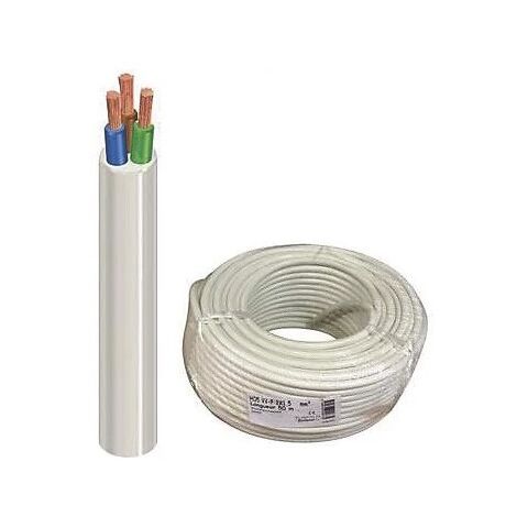 [JAMAIS UTILISE] Couronne 50m de Câble Électrique H05 VV-F 4GO,75 Blanc - 411592C