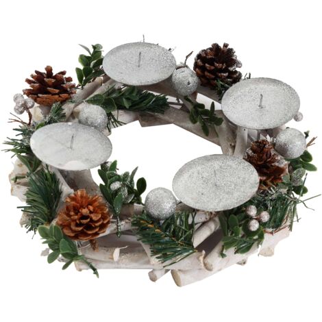 Lot De 4 Bougeoirs Pour Couronne De L’Avent 5 Cm – Support Argenté Avec Mandrin