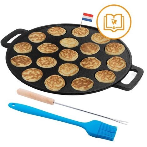 [JAMAIS UTILISE] CuisiNoon CuisiNoon® Poffertjes pan Basic - avec brosse et fourchette à poffertjes - Poffertjes maker including Baking Book