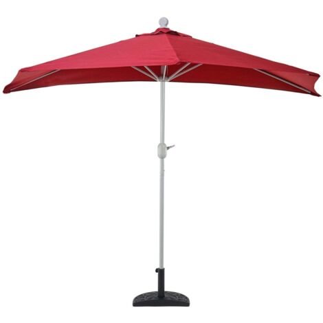 [JAMAIS UTILISÉ] Demi-parasol en aluminuim Parla, UV 50+, 300cm bordeaux avec pied