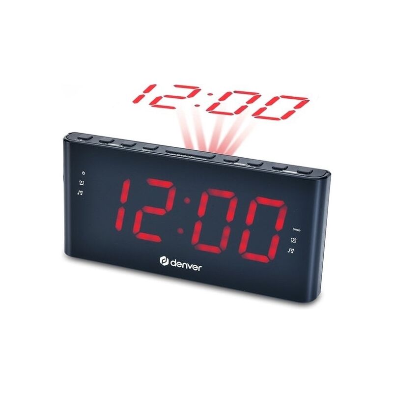 Jamais utilise] Denver Denver Radio-réveil avec projection - Réveil numérique - Radio fm - Double alarme - CPR710 - Noir