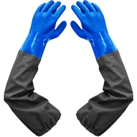 [JAMAIS UTILISÉ] Dépolie Étanche Gants-Allonger Gants en Caoutchouc-Gants de Nettoyage D'étang, 26 inch Doublure Floquante Poignets Élastiques, Pour Industrie chimique Agriculture Pêche Construction