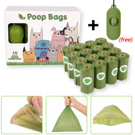 [JAMAIS UTILISÉ] Dog Poop Bag 300 Bags with Dispenser - Dog Poop Bag 20 Rolls - 23 x 33 cm Large Capacity - Thick, Durable and Waterproof for Walking and Travel - Lavender Scent, Green