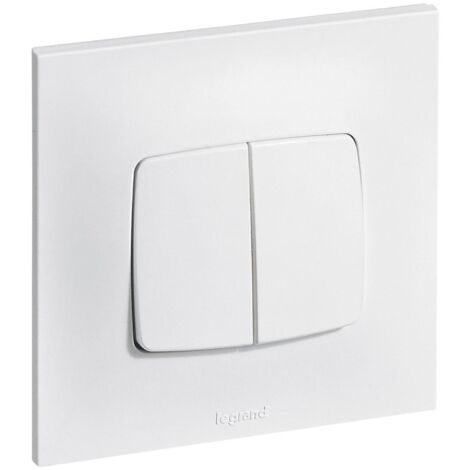[JAMAIS UTILISÉ] Double bouton poussoir 6A complet - Neptune - Blanc - Legrand