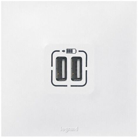 [JAMAIS UTILISÉ] Double chargeur USB Type A 2,4A 12W - Neptune - Blanc - Legrand