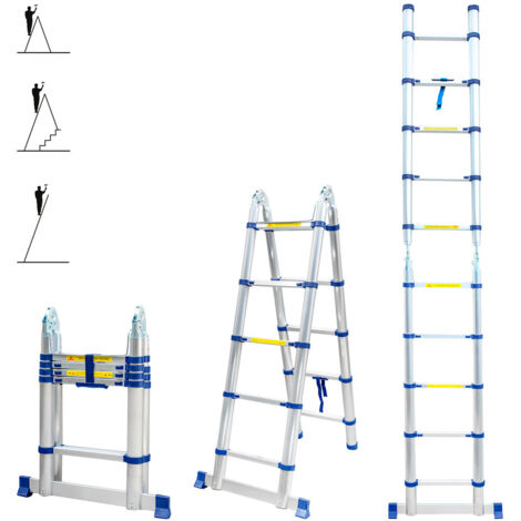 [JAMAIS UTILISÉ] Echelle télescopique articulée 3,2m STEMPAKT, escabeau 2x5 marches pliable professionnel multifonction, H max travail 4,1m, Garantie 5 ans, Hoström