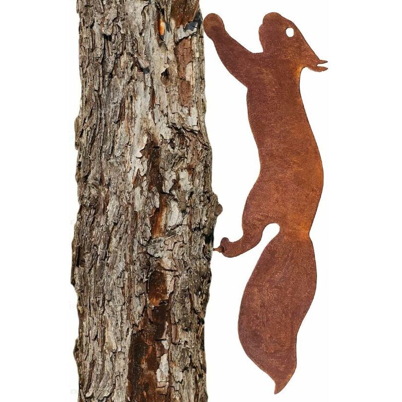 [JAMAIS UTILISÉ] Écureuil pour Arbre - Décoration de Jardin en métal - 30 cm - Patine Rouille Naturelle