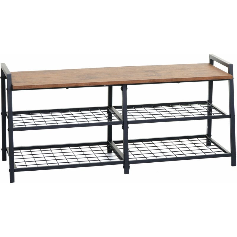 HHG - jamais utilisé] Étagère à chaussures 132, Armoire à chaussures Rangement pour chaussures Banc, 4 compartiments Métal Structure 3D 40x107x38cm,