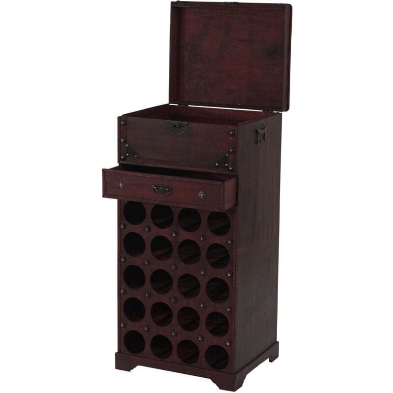HHG - jamais utilisé] Etagère à vin Calvados pour 20 bouteilles / mobilier de bois / style colonial, avec tiroir