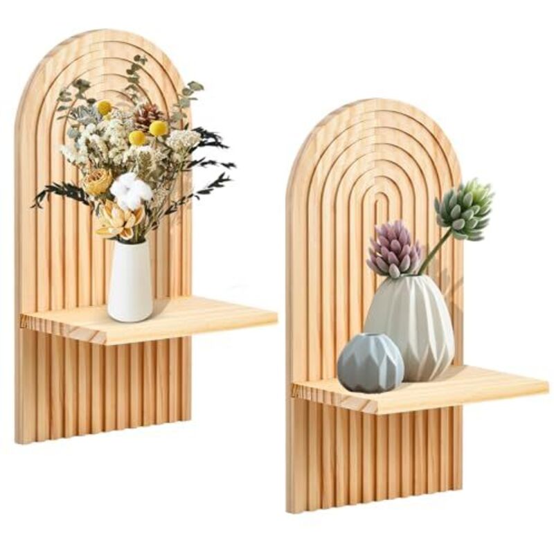 [JAMAIS UTILISÉ] Étagère Murale Bohème en Bois, Étagère Flottante avec Fixation Cachée, Décoration Murale pour Salon, Chambre, Entrée, Chambre