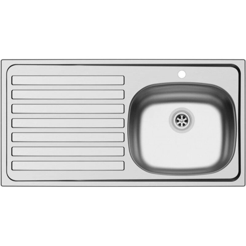 Nord Inox - jamais utilise] Évier de Cuisine à Encastrer pmr en Inox 18/10, 1 Cuve à Droite, 1 Égouttoir Prépercé - ESFR1INOXNU