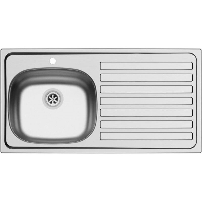 Nord Inox - jamais utilise] Évier de Cuisine à Encastrer pmr en Inox 18/10, 1 Cuve à Gauche, 1 Égouttoir Prépercé - ESFR2INOXNU