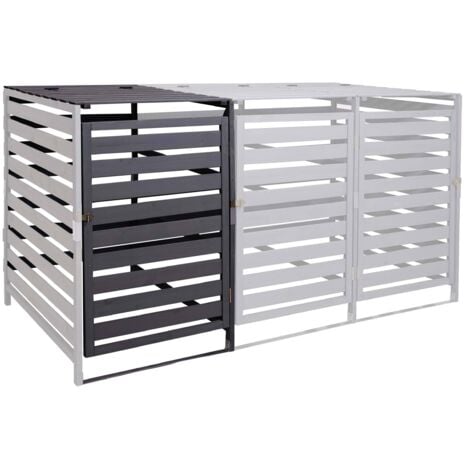 [JAMAIS UTILISÉ] XL cache poubelle pour 1/2 places extension HHG-714, cache poubelle, 110x65x93cm bois massif, brun foncé