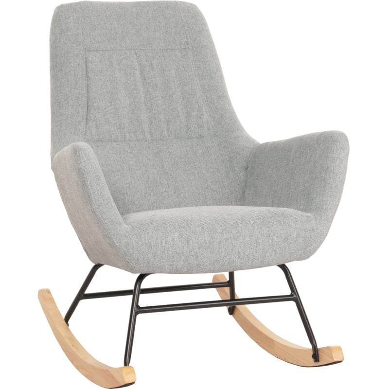 Jamais utilisé] Fauteuil à bascule HHG 704, Fauteuil relax à bascule Fauteuil tv, bois massif métal tissu/textile 320g/m², gris-vert