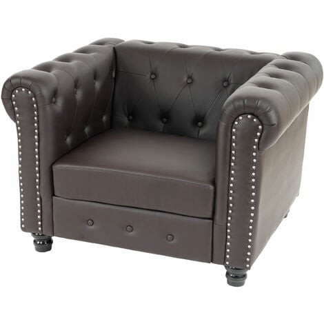 Chaise Deluxe Verpan capitonnée façon Chesterfield cuir pied papillon