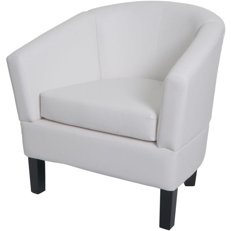 Jamais utilisé] Fauteuil lounge HHG 864, fauteuil club fauteuil cocktail, certifié mvg similicuir, blanc