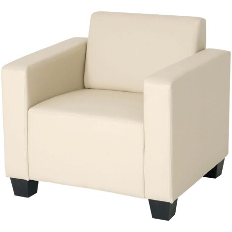 [JAMAIS UTILISÉ] Fauteuil salon /club / lounge Lyon, simili-cuir, crème