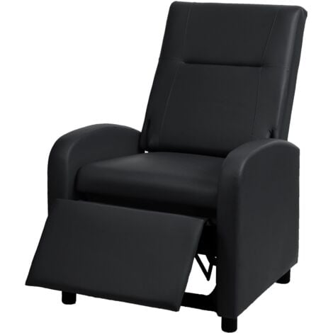 [JAMAIS UTILISÉ] Fauteuil TV HHG-660, fauteuil inclinable, cuir synthétique pliable 99x70x75cm, noir