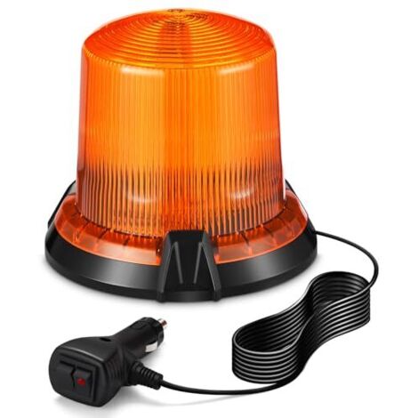 [JAMAIS UTILISÉ] Feu clignotant LED orange à 2 modes de clignotement, rotation, 12 V/24 V, pour tracteurs, avec câble d'alimentation de 3 m, base magnétique, feu de détresse pour véhicules agricoles.