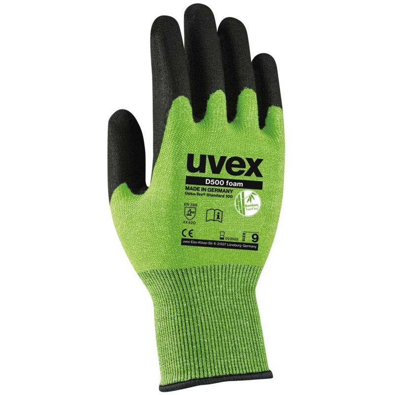 Jamais utilisé] Gants de manutention Uvex D500 foam taille 8, m, Résistant aux coupures, 1Paire, Vert ( 1 paire )