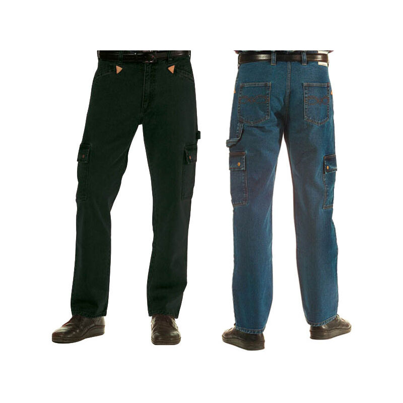[JAMAIS UTILISE] Generic Pantalon de travail en jean avec triangles en cuir noir, taille 50