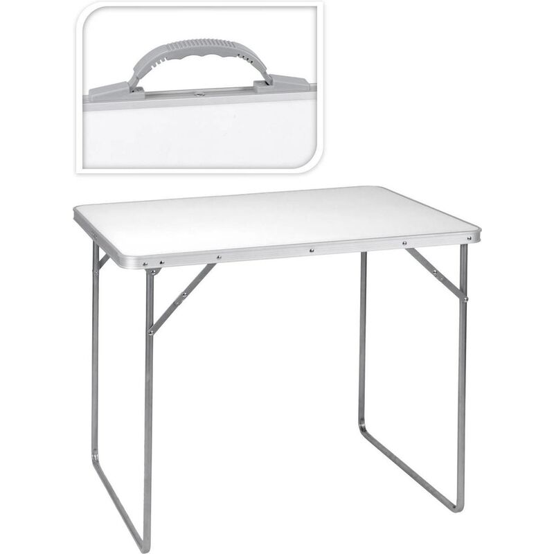 [JAMAIS UTILISE] Generic Table de camping blanche - 80 x 60 x 69 cm - Table de jardin - pliable