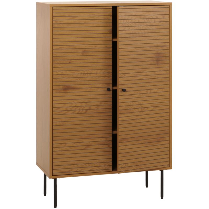 Jamais utilisé] Highboard HHG 296, Commode Armoire Sideboard, style scandinave, métal bois mélamine mvg 130x80x40cm, naturel