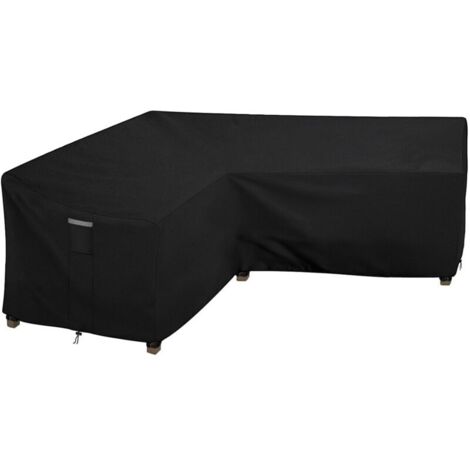 [JAMAIS UTILISÉ] Housse Salon de Jardin en L Imperméable, Tissu Oxford 210D, Coupe-Vent, Anti-UV Housse de Protection Canapé Extérieur en Forme(215x215x87x80cm) - Noir