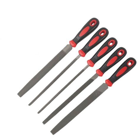 [JAMAIS UTILISÉ] Jeu de 5 Râpes 310mm, Lime Plate/Ronde/Demi-ronde/Triangulaire pour Bois, Métal, Cuir, Plastique