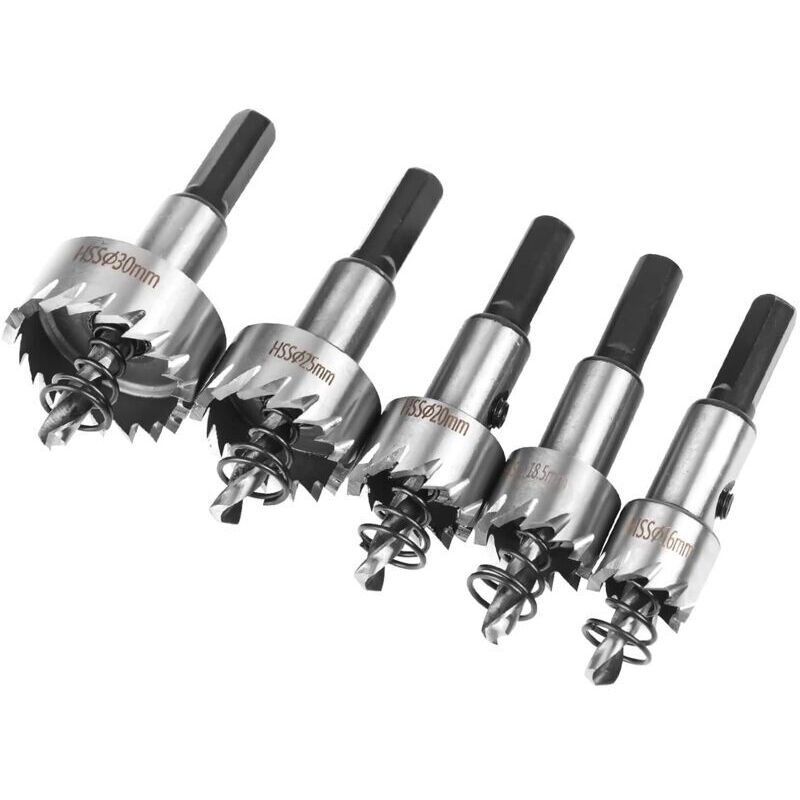[JAMAIS UTILISÉ] Jeu de scies cloches, 5 pièces scies cloches cobalt HSS 16/18,5/20/25/30 mm, scies cloches en acier rapide alliage, acier, acier