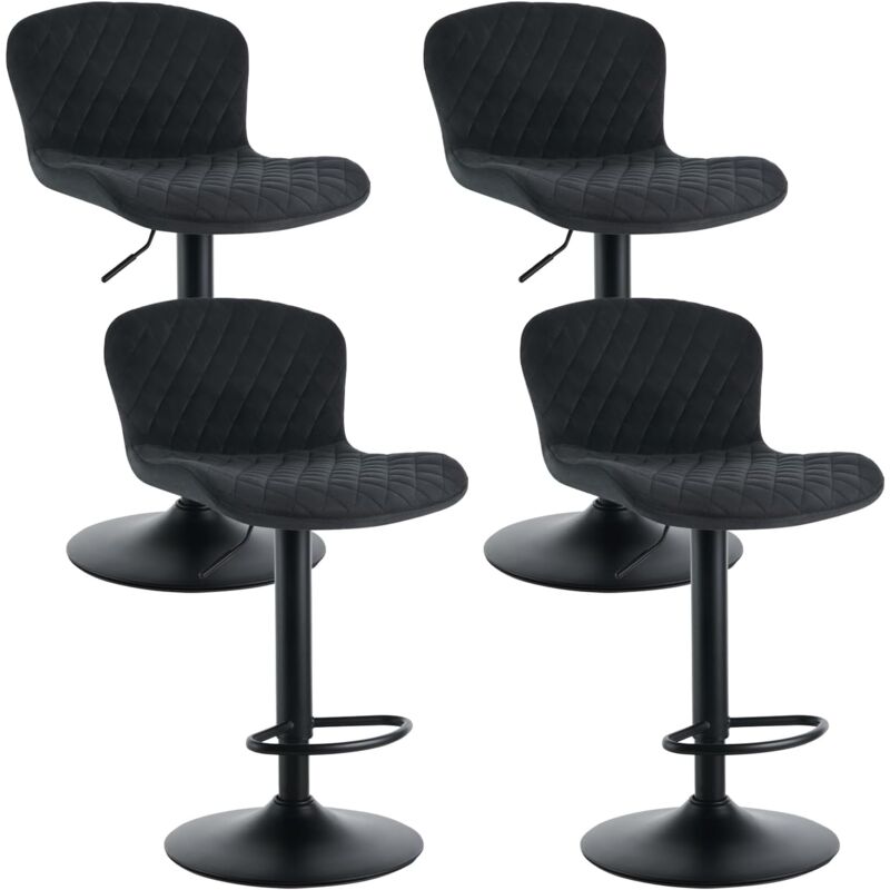 Jymtom - jamais utilisé] Lot de 4 tabourets de bar en velours avec dossier, assise rembourrée, hauteur réglable, pivotants à 360°, pour bar, cuisine,