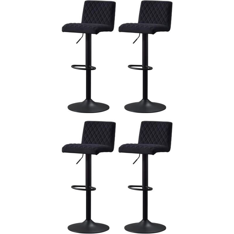 [JAMAIS UTILISÉ] JYMTOM Lot de 4 Tabourets de Bar Hauteur Réglable,Noir Tabourets de Bar Siège en Velours avec Dossier et Repose-Pieds,360° Rotation