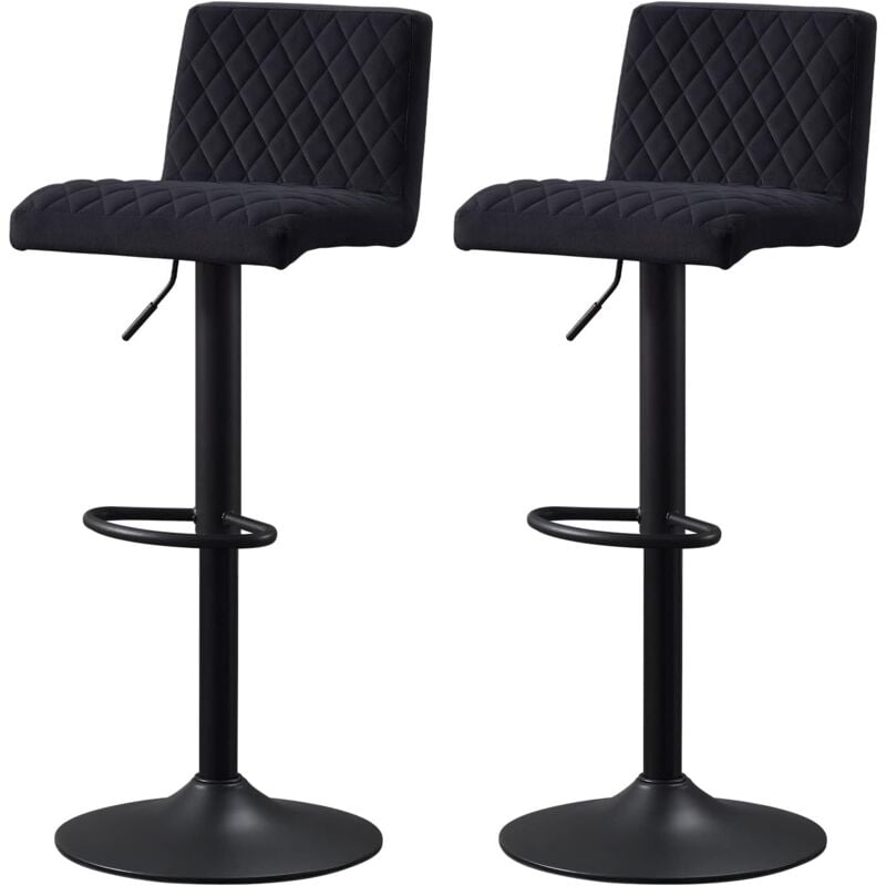 Jymtom - jamais utilisé] Lot de 2 Tabourets de Bar Hauteur Réglable,Noir Tabourets de Bar Siège en Velours avec Dossier et Repose-Pieds,360° Rotation
