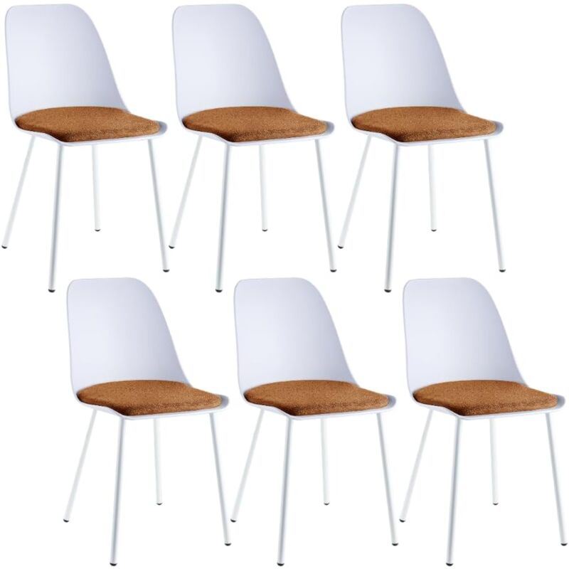 Jymtom - jamais utilisé] Lot de 6 chaises de salle à manger en plastique, chaises de cuisine scandinave avec rembourrage en velours gris et pieds en