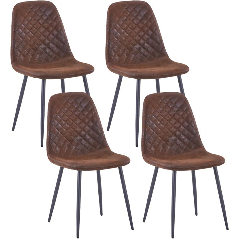 Jymtom - jamais utilisé] Lot de 4 Chaises Tissu en Daim Marron Pied Métal Salle à manger Salon Bureau Chambre - marron