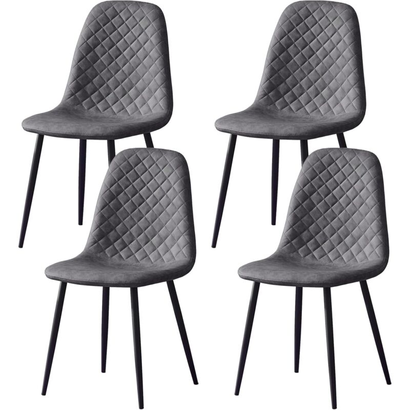 Jymtom - jamais utilisé] Lot de 4 chaises de salle à manger Simili Cuir Siège rembourrée pieds en métal, pour salon, chambre,Bureau - Gris