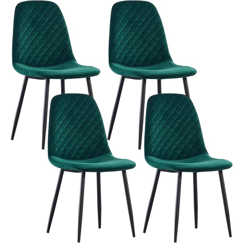 Jymtom - jamais utilisé] Lot de 4 chaises de salle à manger Velours Siège rembourrée pieds en métal, pour salon, chambre,Bureau - Vert