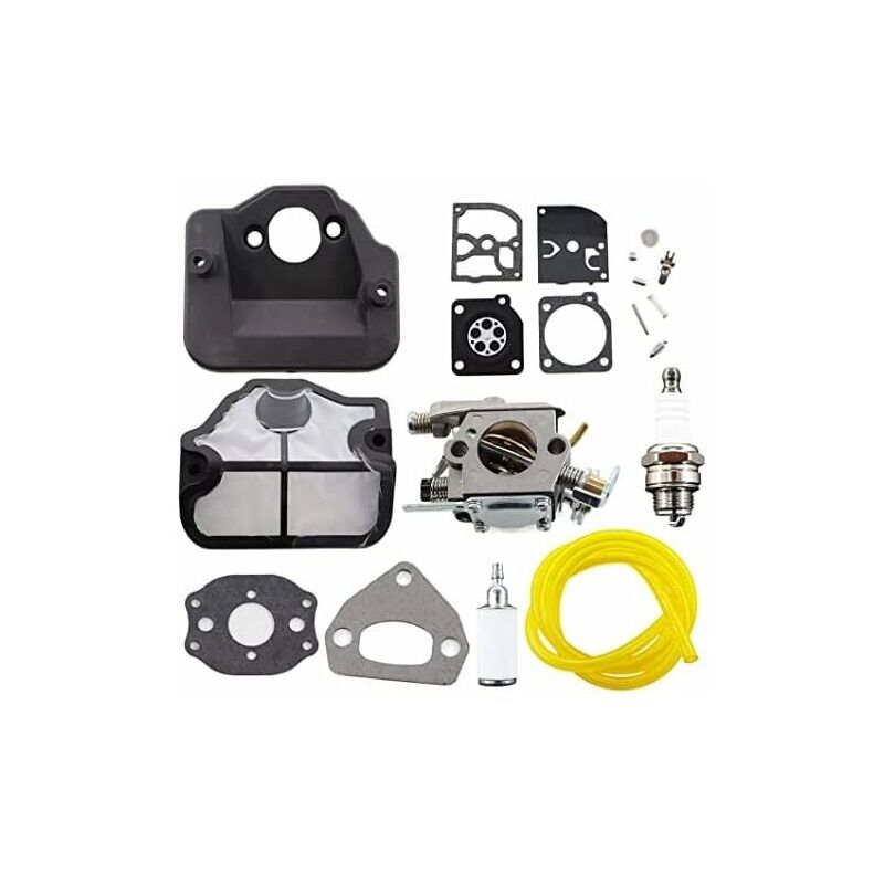 XVX - jamais utilisé] Carburateur avec Filtre à Air, Bougie d'Allumage et Kit de Réparation de Membrane pour Tronçonneuses Husqvarna 36, 41, 136,
