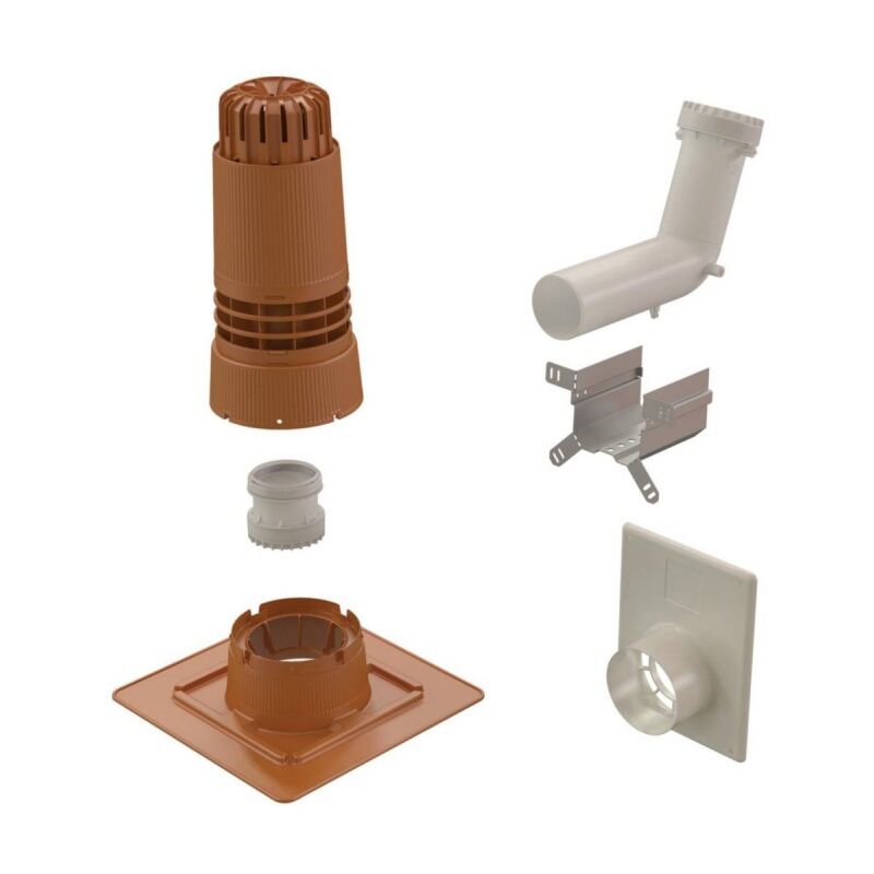 Jamais utilise] Kit Installation 2 Entrées Plafond Ubbink Chemilux Ocre ø80mm B32-B33 - 184464