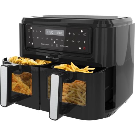 LIFEGOODS B.V. [JAMAIS UTILISE] KitchenBrothers Friteuse sans huile - KitchenBrothers - Airfryer - 9L - Deux paniers - Noir