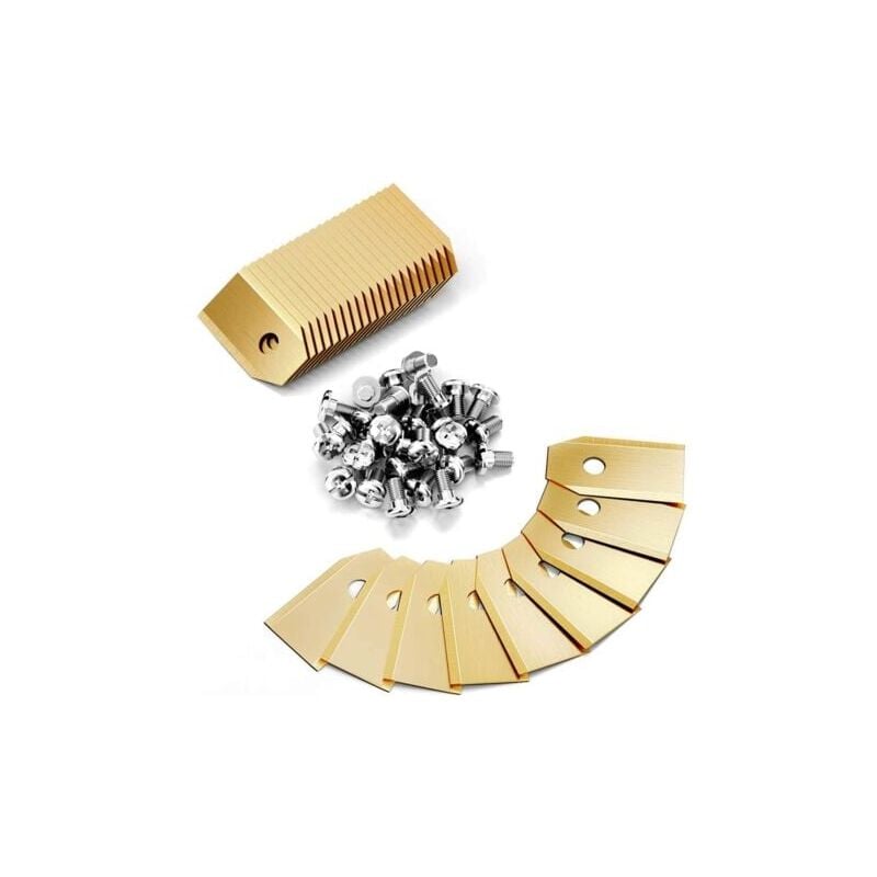 Jamais utilisé] Lame de Rechange en titane pour Tondeuse Husqvarna, Lot de 45 Lame de tondeuse à gazon, Faucheuses à Gazon accessoires avec vis Aiperq