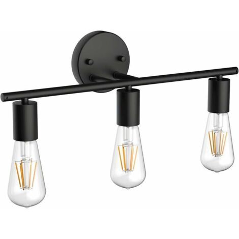 [JAMAIS UTILISÉ] Lampe Miroir Salle de Bain Vintage 3 Lumières Applique murale en Métal Noir Intérieure Miroir lumière Salle de Bain, Longueur: 48cm / 18.9 pouces, Douille E27, Ampoule non Incluse