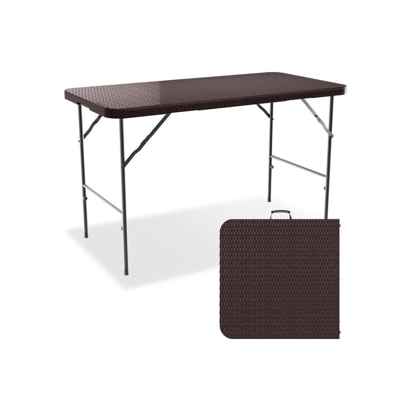 Lifegoods - jamais utilise] Table pliante - Table pliante - 120 cm - Table pliante ajustable - Table de camping - 4 personnes - Marron